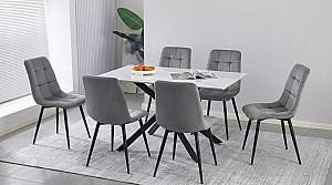 Set de masa si scaune Yasen DT-2423 120x80 Mocha White + 6 scaune DC 5012 L (HLR 22) Gri