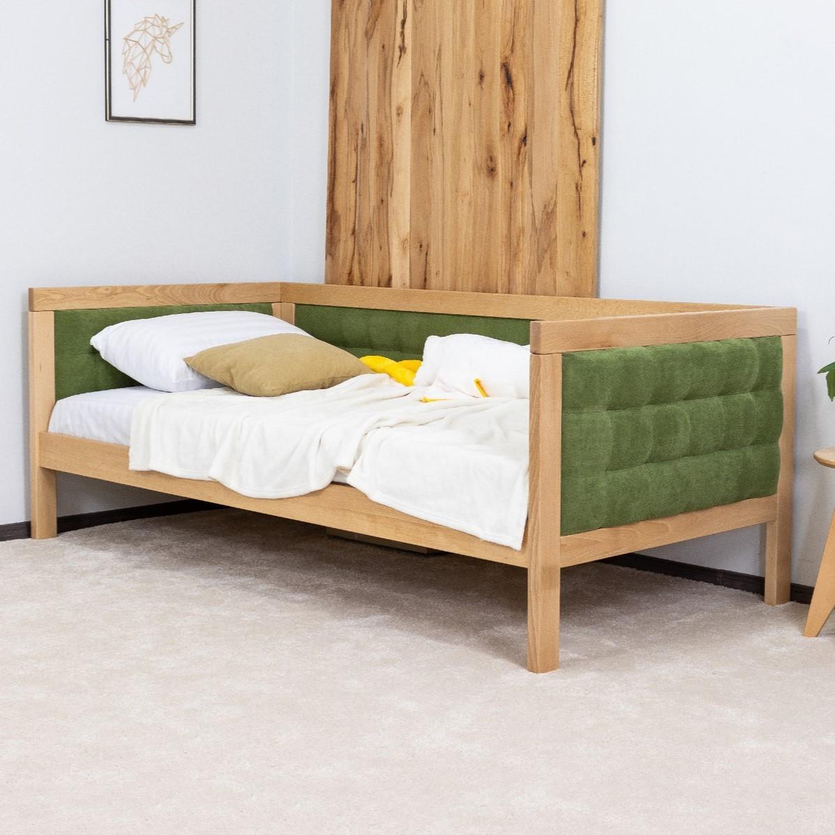 Pat copii MobiCasa Elsa 90x200 Natur / Topaz 33 (Verde)