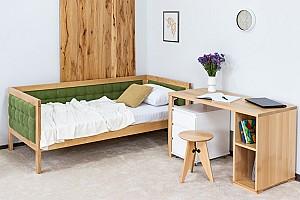 Pat copii MobiCasa Elsa 90x200 Natur / Topaz 33 (Verde)
