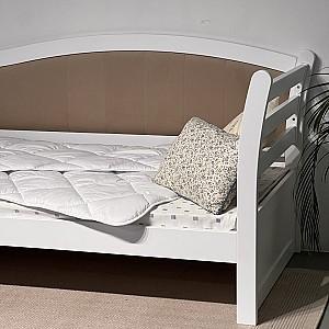 Pat copii MobiCasa Rapunzel 90x200 (drept) Alb /  Laura 02 (Bej)