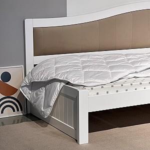 Pat copii MobiCasa Rapunzel 90x200 (drept) Alb /  Laura 02 (Bej)