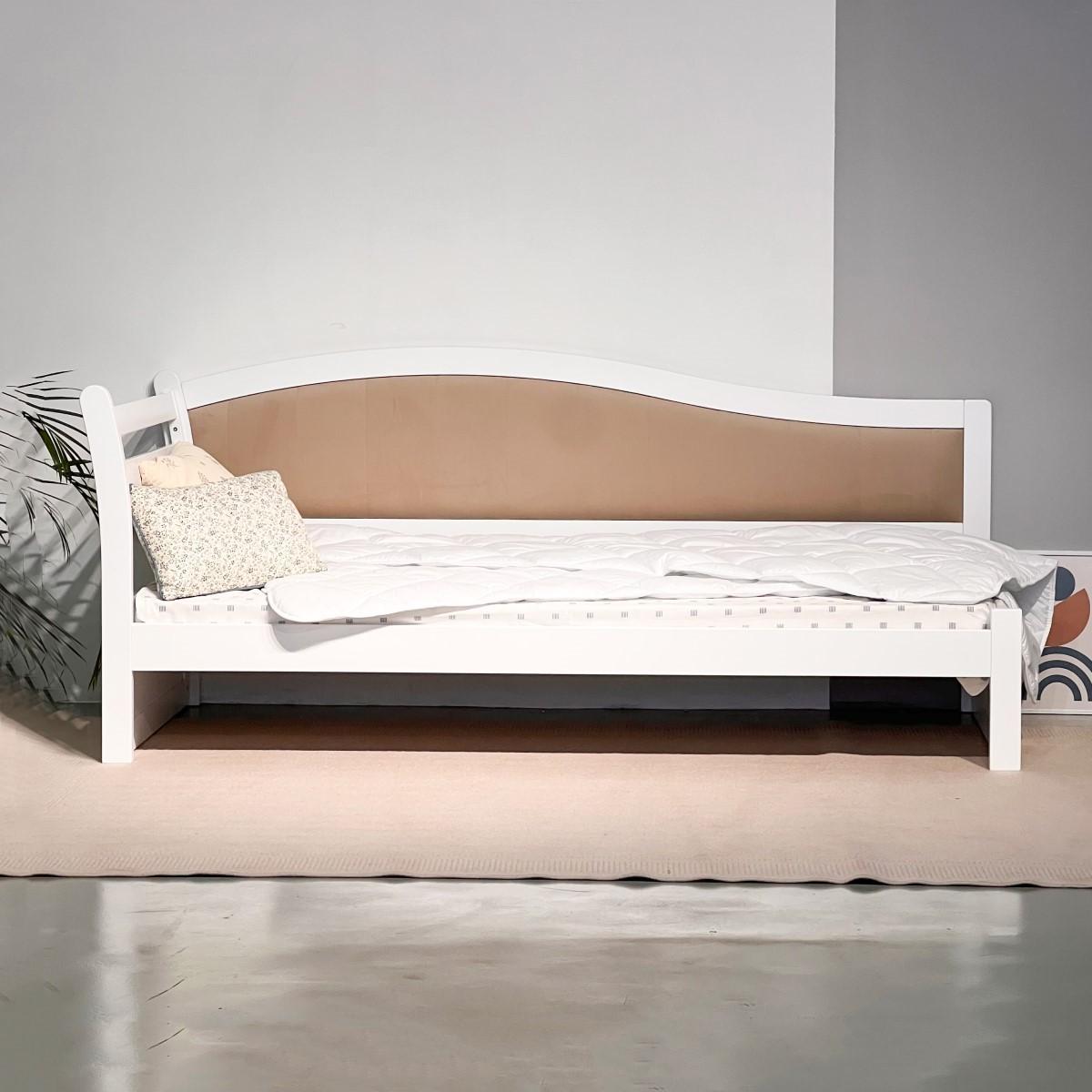 Pat copii MobiCasa Rapunzel 90x200 (stanga) Alb / Laura 02 (Bej)