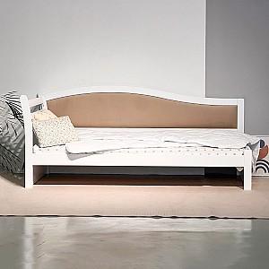 Pat copii MobiCasa Rapunzel 90x200 (stanga) Alb / Laura 02 (Bej)