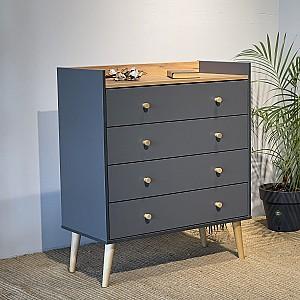 Comoda MobiCasa 4 Asgard Stejar Kraft Auriu/Grafit