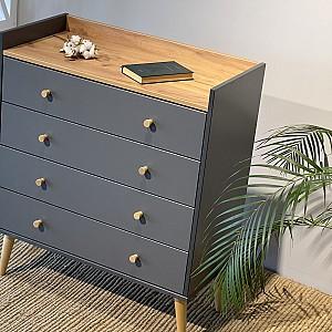 Comoda MobiCasa 4 Asgard Stejar Kraft Auriu/Grafit