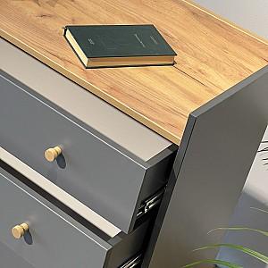 Comoda MobiCasa 4 Asgard Stejar Kraft Auriu/Grafit