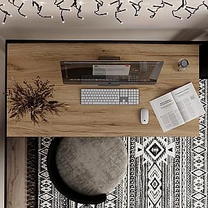 Masa de birou MobiCasa Brevity Loft 67x140 Stejar Kraft Auriu/Negru