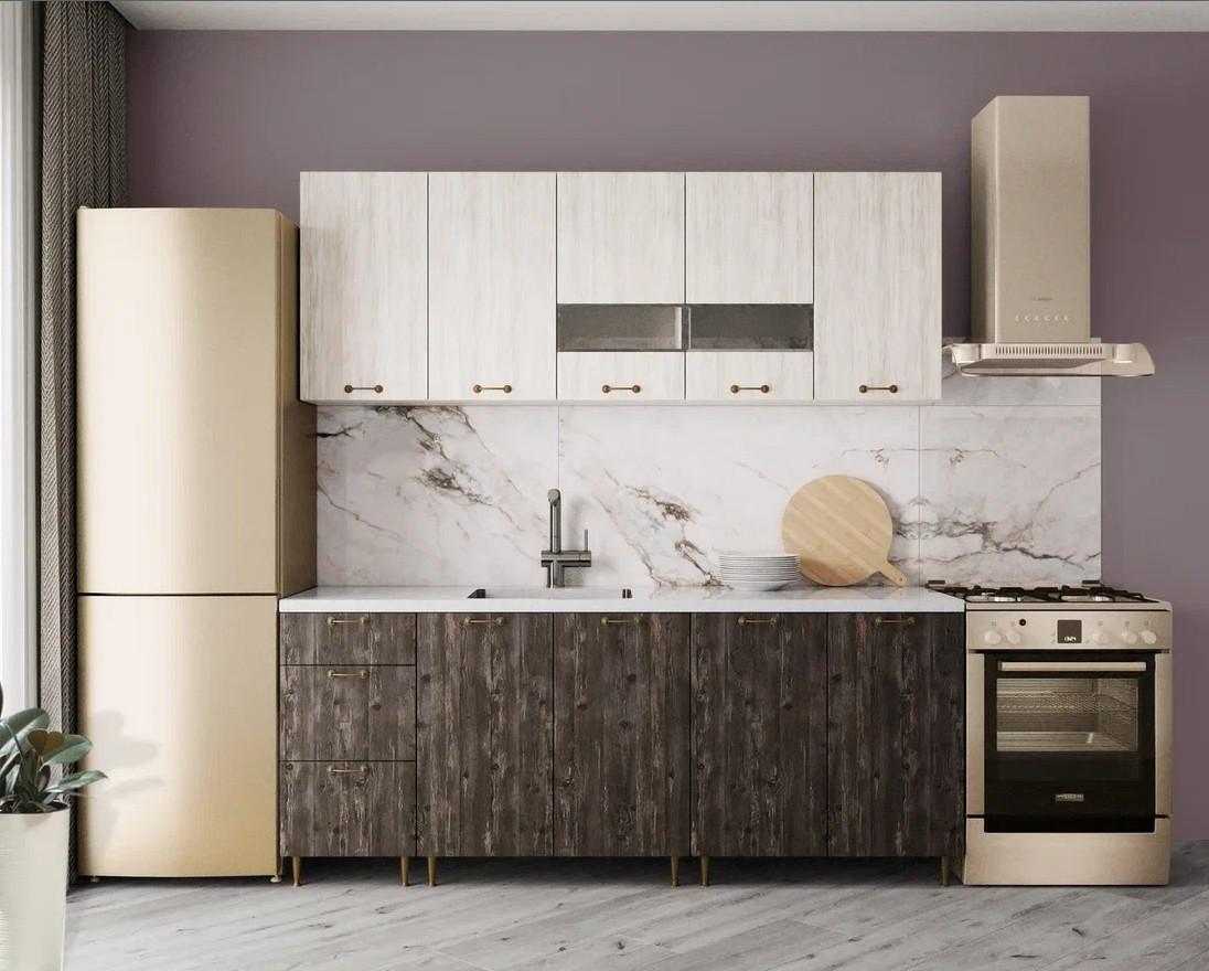 Set mobila bucatarie ML Mobila Omega-2 2 m alb/pin ardenal/canion alb