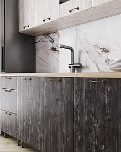 Set mobila bucatarie ML Mobila Omega-2 2 m alb/pin ardenal/canion alb