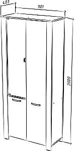 Dulap cu vitrina ML Mobila Vega Nr.6 2DV Stejar Auriu/Antracit