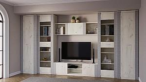 Dulap cu vitrina ML Mobila Gamma Nr.4 Stejar Kraft Alb/Gri