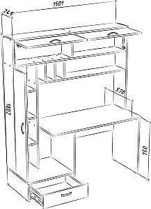 Masa pentru calculator ML Mobila ML-1 Stanga stejar auriu/alb