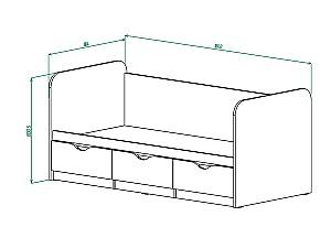 Pat copii ML Mobila Junior 1 80x180 Atelie Deschis/Alb