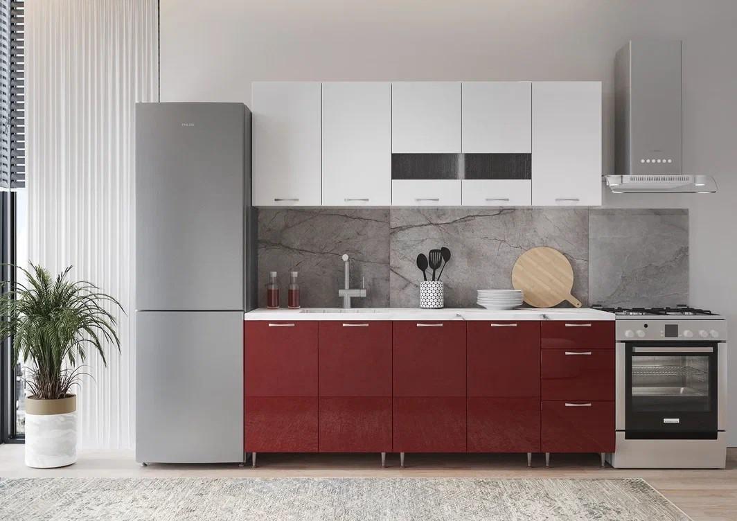 Set mobila bucatarie ML Mobila AGT 2m Alb/Burgundi