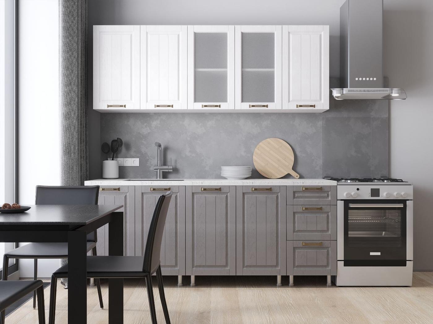 Set mobila bucatarie ML Mobila Provans 2 m Grafit/Alb