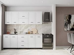 Set mobila bucatarie ML Mobila Eva 2.2m Alb/Alb lucios