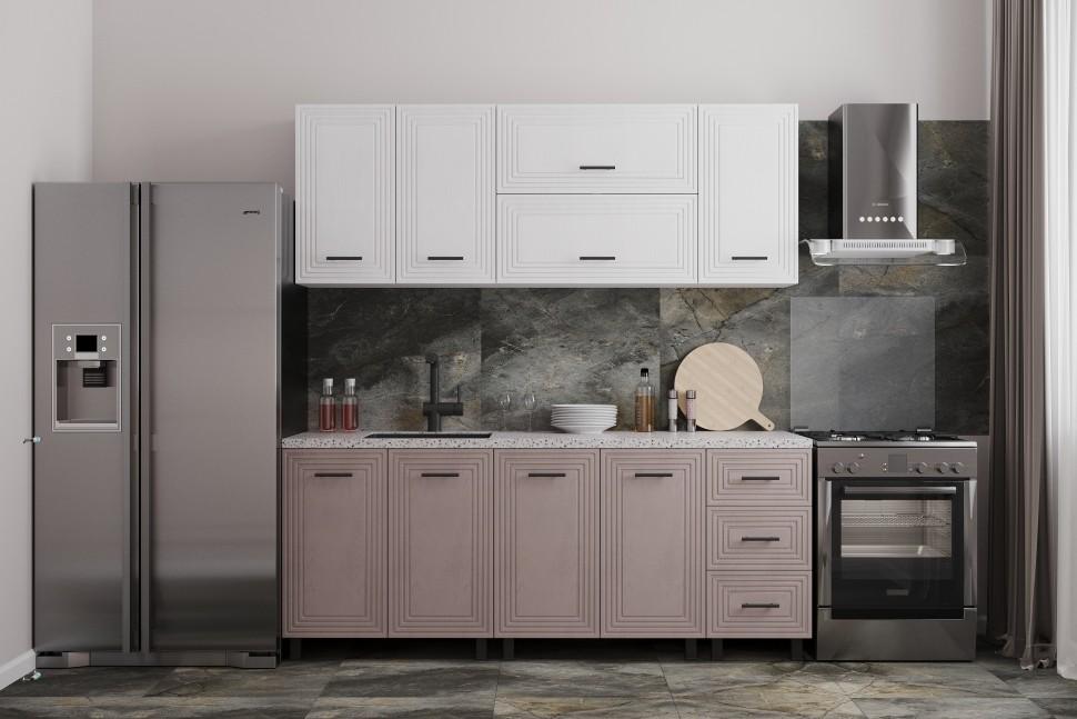 Set mobila bucatarie ML Mobila Eva 2 m Alb/Cappuccino lucios/Alb lucios