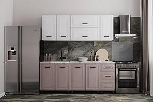 Set mobila bucatarie ML Mobila Eva 2 m Alb/Cappuccino lucios/Alb lucios