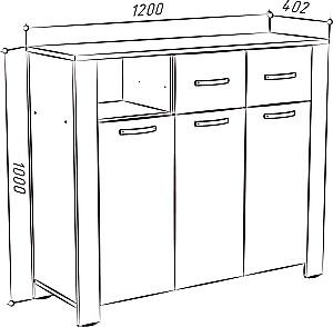 Comoda ML Mobila Vega Nr.3 3D2S Stejar Auriu/Alb