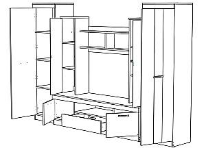 Living ML Mobila ML-6 (var.1 cu desen) Antracit/Stejar Kraft Alb