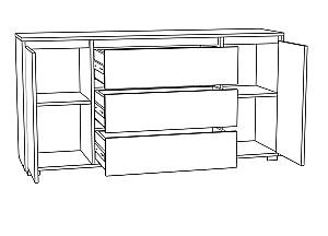 Set dormitor ML Mobila Nais Stejar Kraft Alb/Antracit, Modern