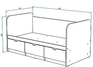Pat copii ML Mobila Junior 1 80x160 Stejar Auriu/Alb