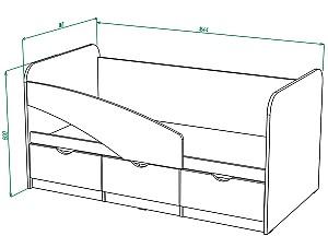 Pat copii ML Mobila Junior 1 (cu margine) 80x160 Stejar Auriu/Alb