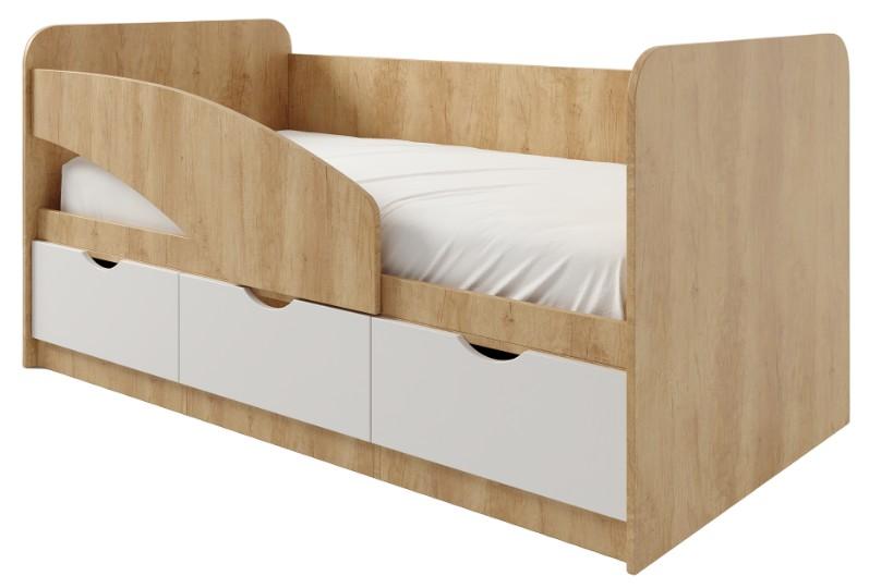 Pat copii ML Mobila Junior 1 (cu margine) 80x180 Stejar Auriu/Alb