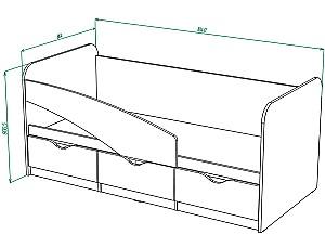 Pat copii ML Mobila Junior 1 (cu margine) 80x180 Stejar Auriu/Alb