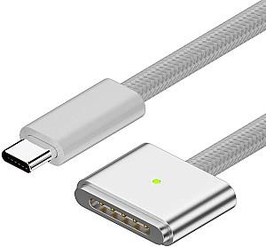 USB сablu HELMET Cable Nylon Type-C to MagSafe 3 2m Silver