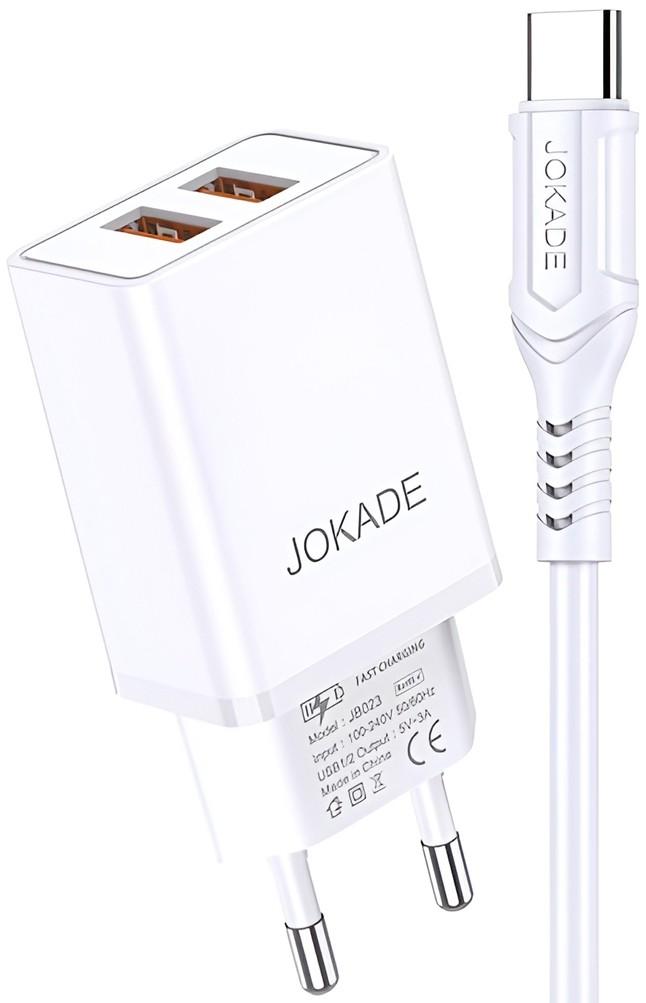 Incarcator telefon Jokade Wall Charger with Cable USB-A to Type-C Dual Port JB024 White