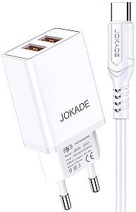 Incarcator telefon Jokade Wall Charger with Cable USB-A to Type-C Dual Port JB024 White