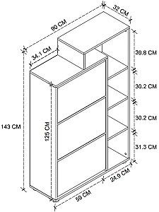 Dulap pentru incaltaminte Bofigo 18-04-81 Anthracite/White