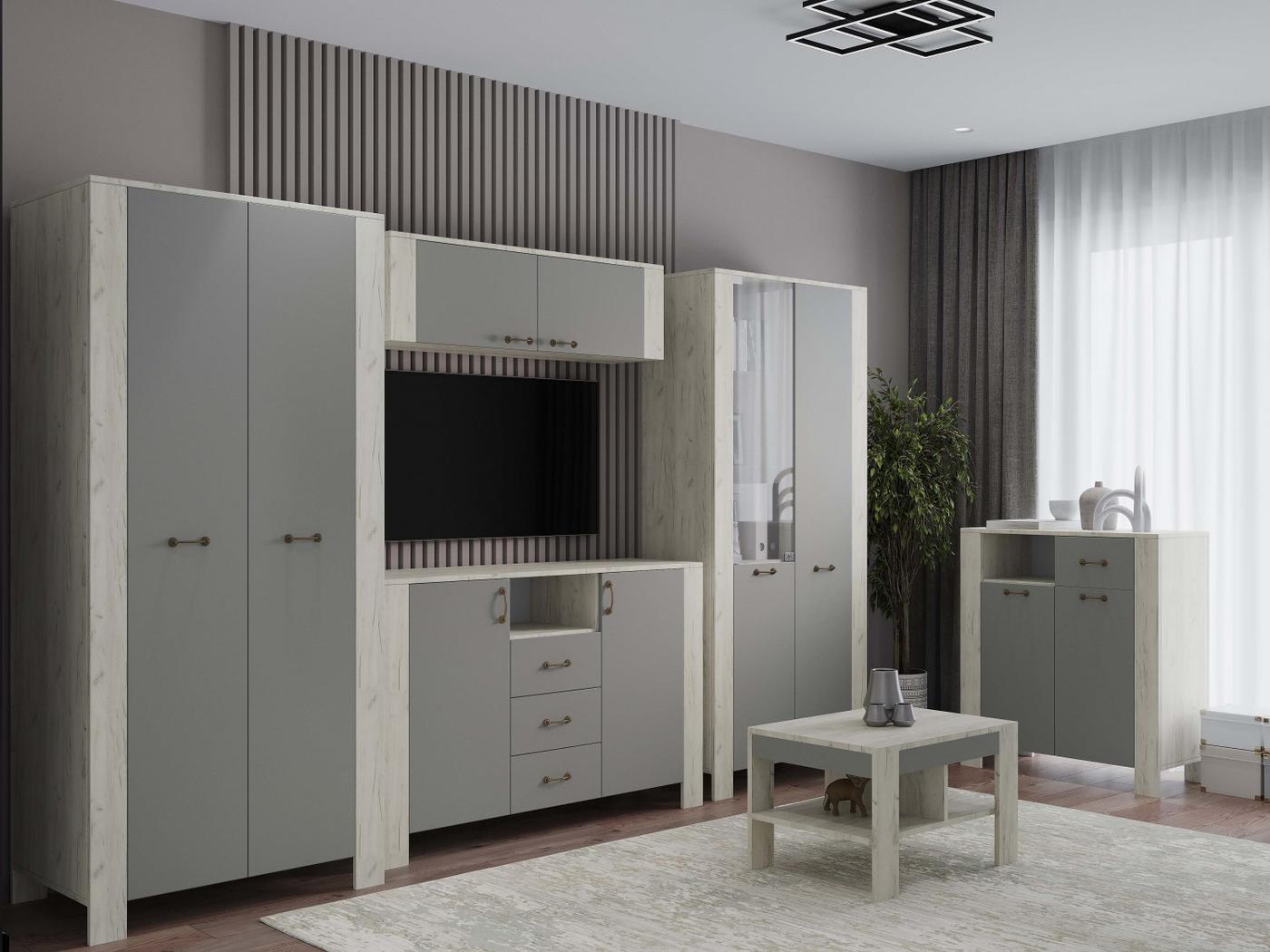 Living ML Mobila Vega Nr.3 Stejar Kraft Alb/Gri