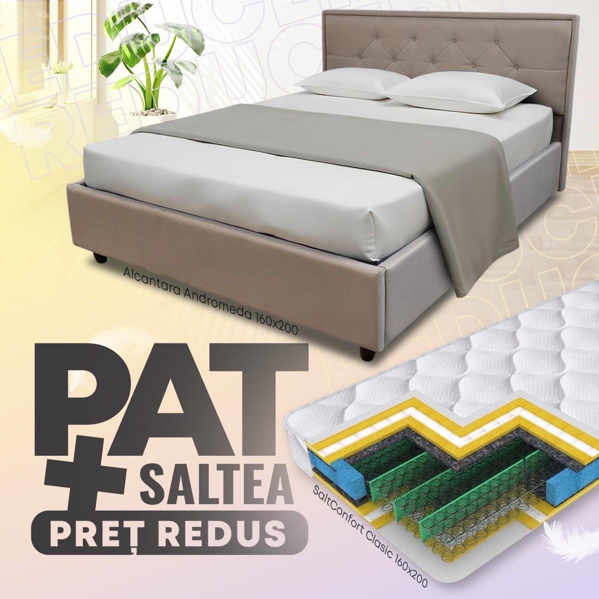 Pat Alcantara Andromeda 1.6 m + Saltea Salt Confort Clasic 160x200