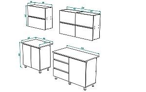 Set mobila bucatarie ML Mobila Nais 2 m Alb/Atelie Deschis(Gri)
