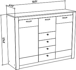 Dulap cu vitrina ML Mobila Gamma Nr.14 1600 Steajar Kraft Alb/Gri