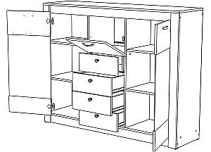 Dulap cu vitrina ML Mobila Gamma Nr.14 1600 Steajar Kraft Alb/Gri