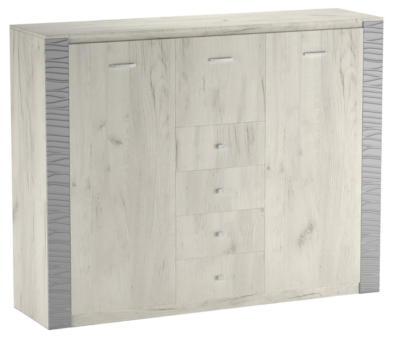 Comoda ML Mobila Gamma Nr.13 1600 Stejar Kraft Alb/Gri