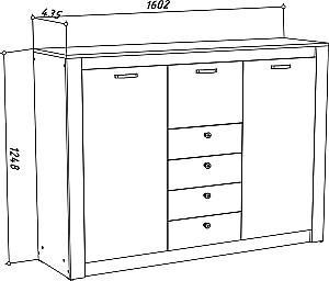 Comoda ML Mobila Gamma Nr.13 1600 Stejar Kraft Alb/Gri