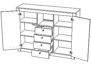 Comoda ML Mobila Gamma Nr.13 1600 Stejar Kraft Alb/Gri