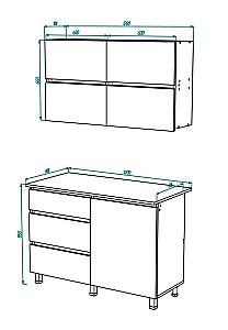 Set mobila bucatarie ML Mobila Nais 1.2 m Alb/Atelie Deschis(Gri)