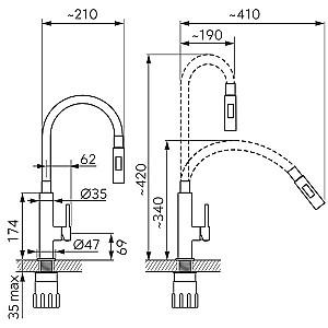 Robinet bucatarie Ferro ZUMBA Slim 2F BZA43B