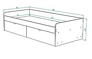 Pat copii ML Mobila Junior 19 (80x180) Atelie Deschis(Gri)/Alb