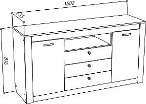 Comoda ML Mobila Gamma Nr.12 3S2D 1600 Stejar Maritim(Bej)/Wenge(Maro)