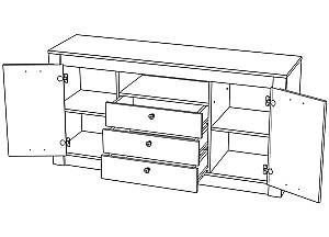 Comoda ML Mobila Gamma Nr.12 3S2D 1600 Stejar Maritim(Bej)/Wenge(Maro)