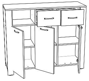 Comoda ML Mobila Vega Nr.3 3D2S Stejar Kraft Alb/Gri