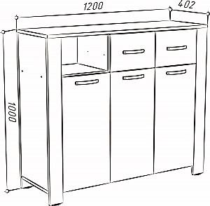 Comoda ML Mobila Vega Nr.3 3D2S Stejar Kraft Alb/Gri