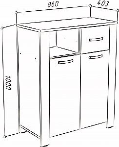 Comoda ML Mobila Vega Nr.2 2D1S Stejar Kraft Alb/Gri