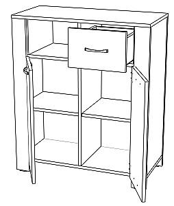 Comoda ML Mobila Vega Nr.2 2D1S Stejar Kraft Alb/Gri